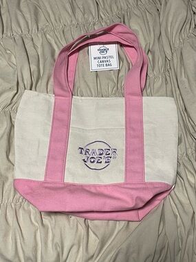 Trader Joe’s mini tote bag Pink Accent Canvas Tote Bag
